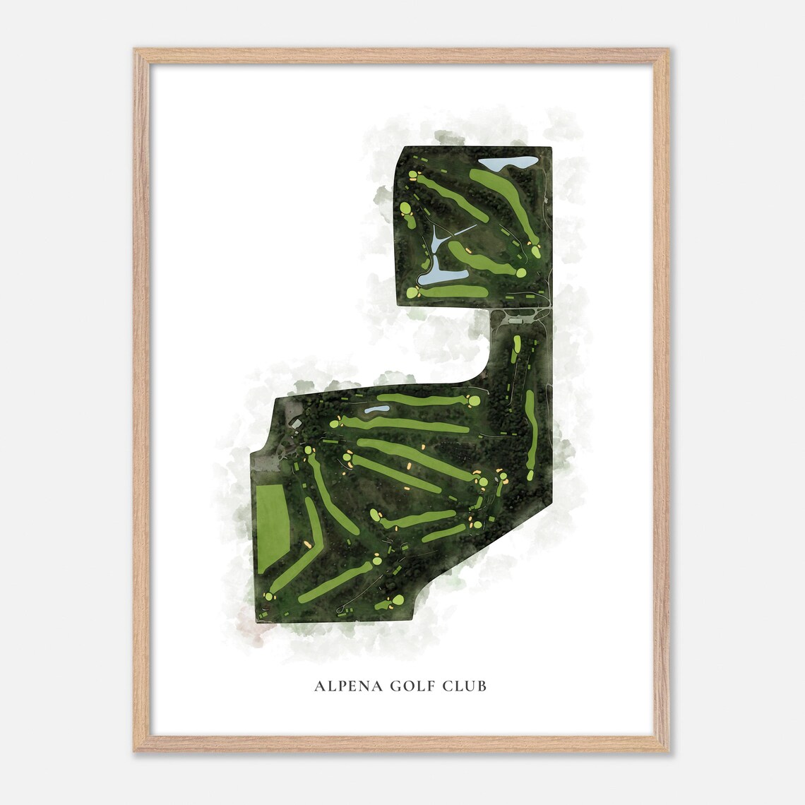 Alpena Golf Club Alpena Michigan Classic Watercolor Golf Map Poster - Image 2
