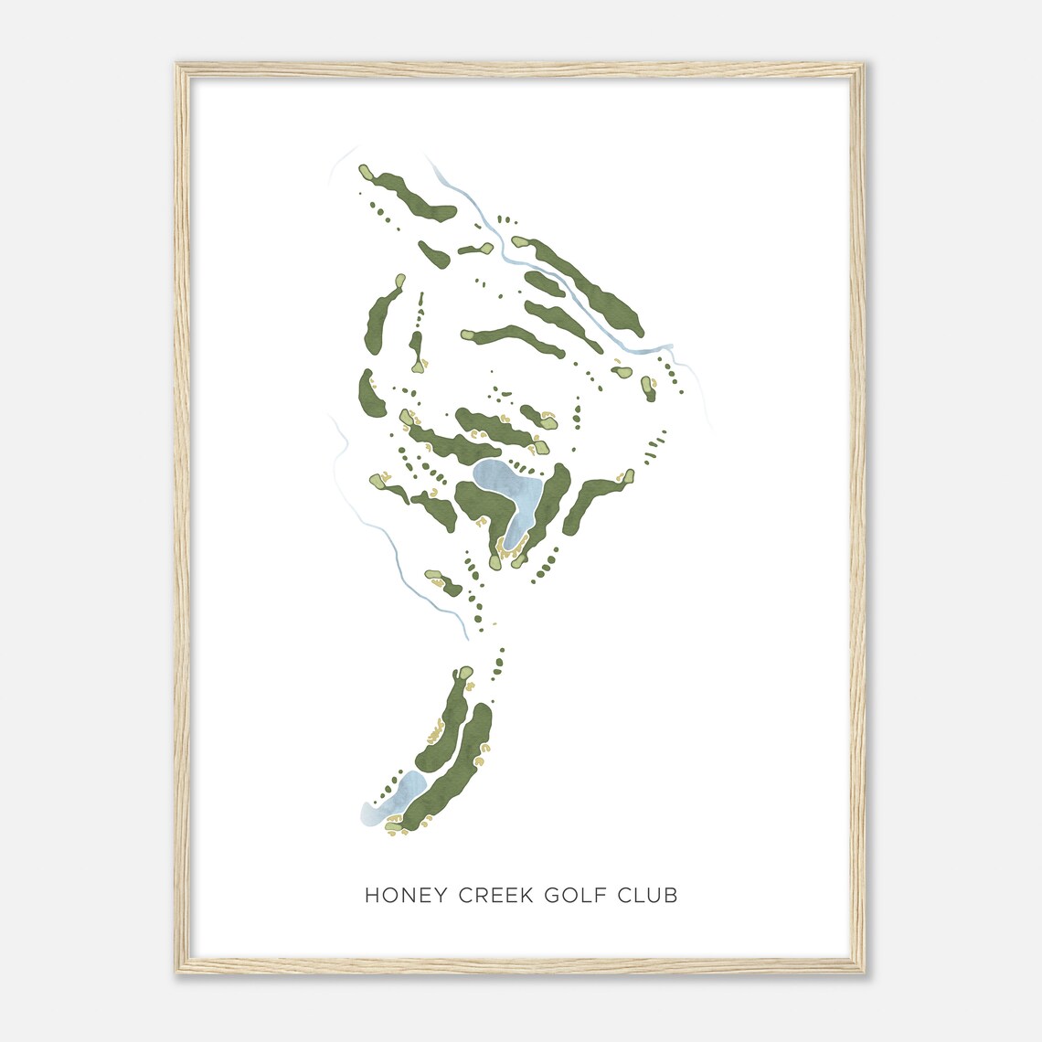 Honey Creek Golf Club Minimalist Watercolor Course Map Poster - Image 2