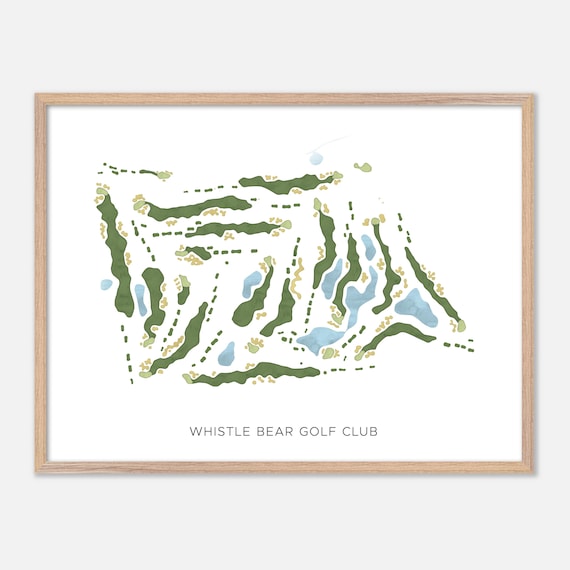 Whistle Bear Golf Club Modern Minimalist Watercolor Golf Map Poster