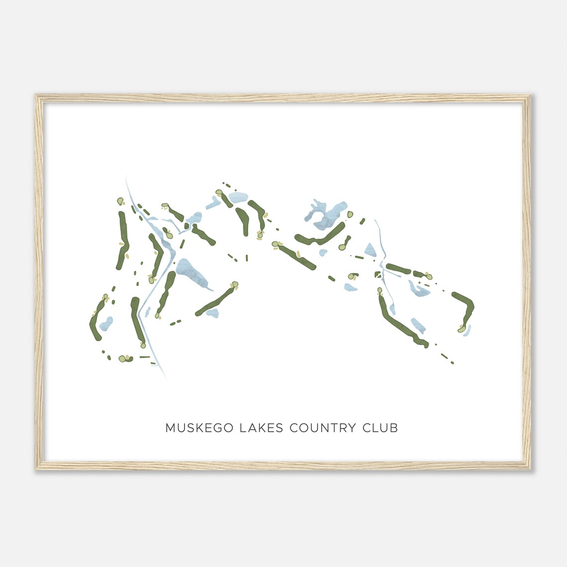 Muskego Lakes Country Club Minimalist Watercolor Course Map Poster
