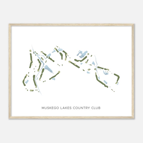 Muskego Lakes Country Club Wisconsin Modern Watercolor Map Golfer Gift Golf Wall Art Golf Poster Print Course Layout