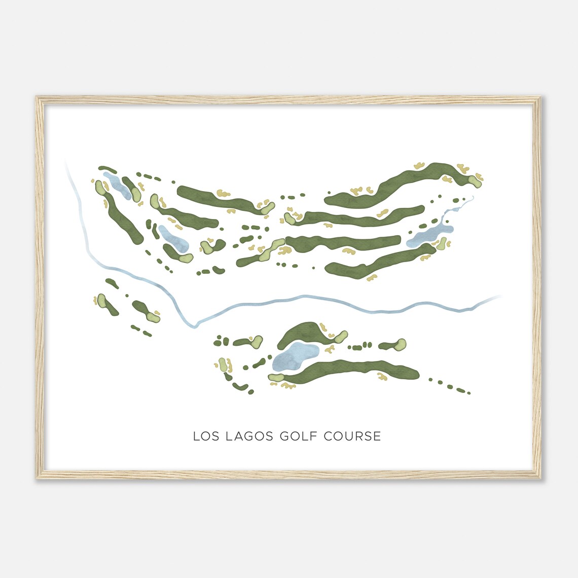 Los Lagos Golf Course California Modern Watercolor Map Golfer Gift Golf Wall Art Golf Poster Print Course Layout