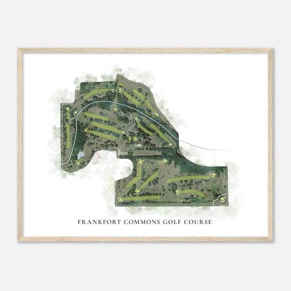 Frankfort Commons Golf Course Indiana Classic Watercolor Map Golfer Gift Golf Wall Art Golf Poster Print Course Layout