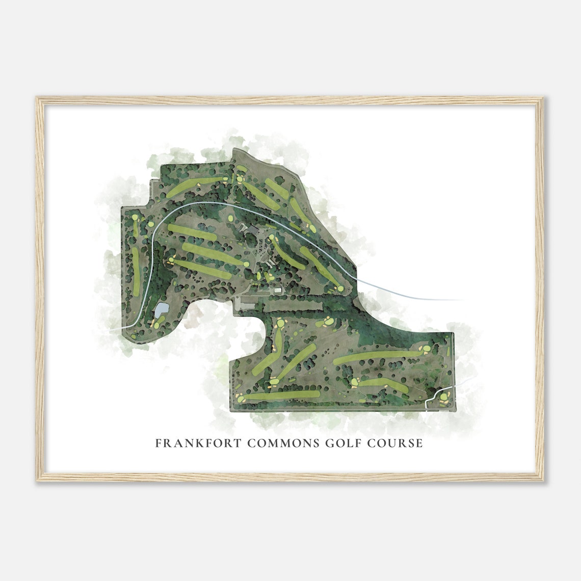 Frankfort Commons Golf Course Indiana Classic Watercolor Map Golfer Gift Golf Wall Art Golf Poster Print Course Layout