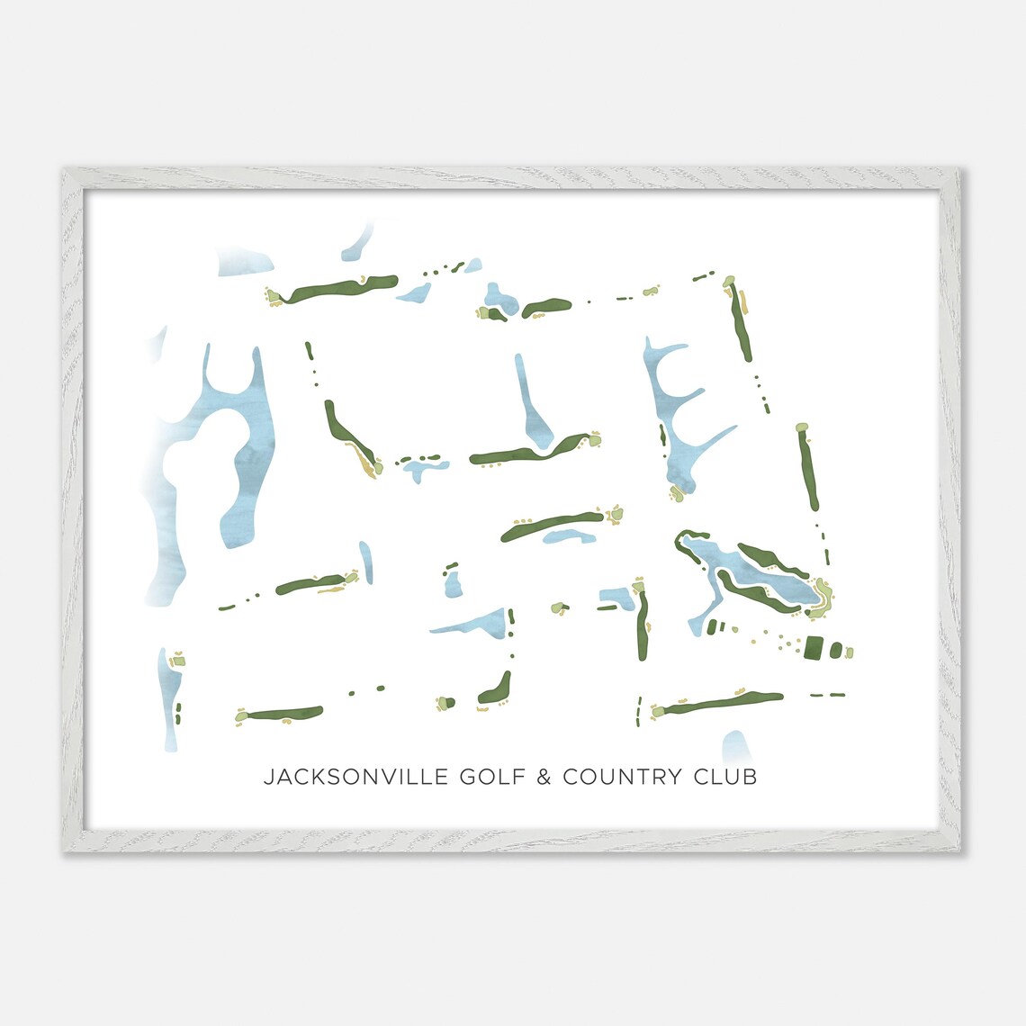 Jacksonville Golf Country Club Modern Watercolor Course Map Poster - Image 4