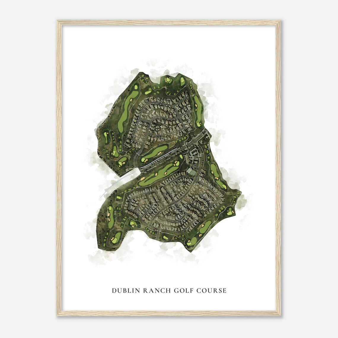 Dublin Ranch Golf Course California Classic Watercolor Map Golfer Gift Golf Wall Art Golf Poster Print Course Layout