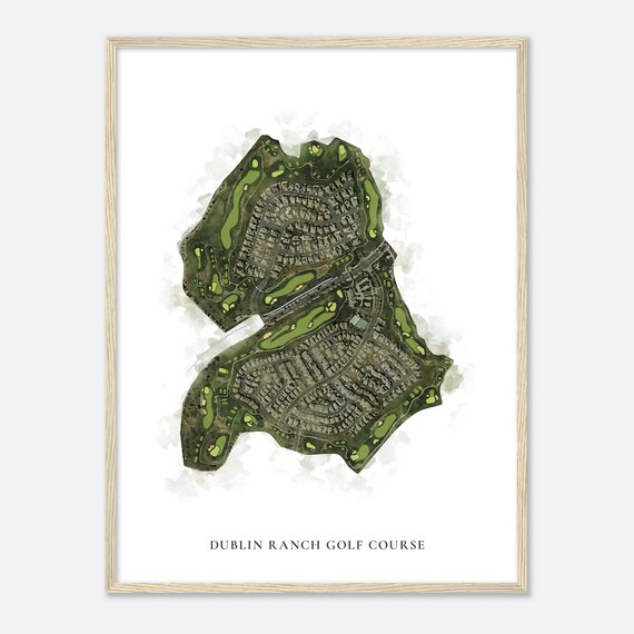 Dublin Ranch Golf Course California Classic Watercolor Map Golfer Gift Golf Wall Art Golf Poster Print Course Layout