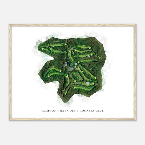 Hampton Hills Golf Country Club New York Classic Watercolor Map Golfer Gift Golf Wall Art Golf Poster Print Course Layout