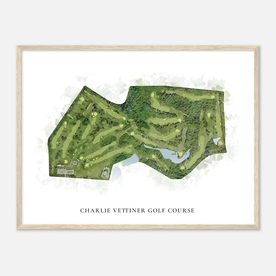 Charlie Vettiner Golf Course Kentucky Classic Watercolor Map Poster