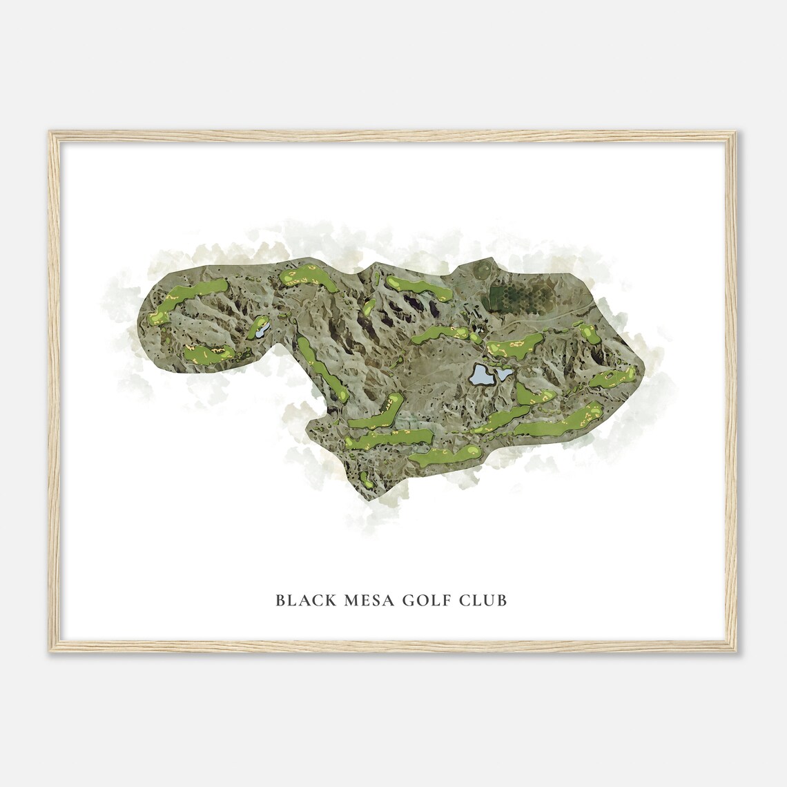 Black Mesa Golf Club New Mexico Watercolor Map, Golf Poster