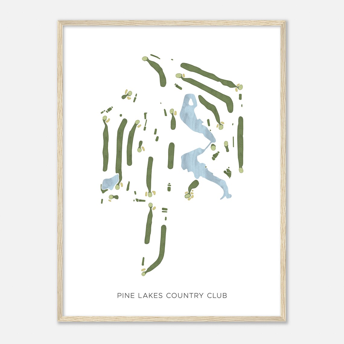 Pine Lakes Country Club Watercolor Course Map Golfer Gift Poster