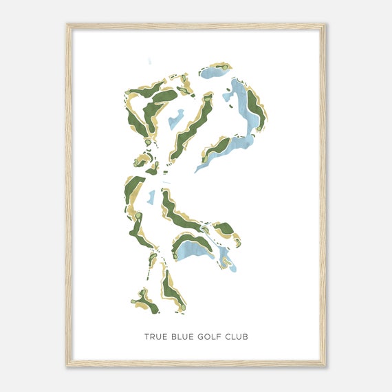 True Blue Golf Club South Carolina Modern Watercolor Map Golfer Gift Golf Wall Art Golf Poster Print Course Layout