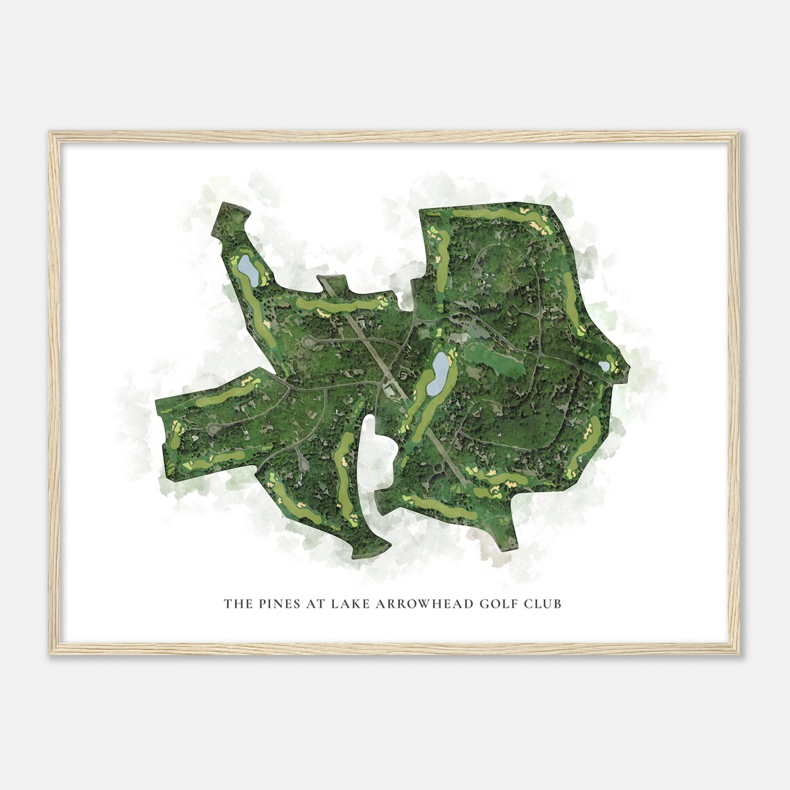 The Pines at Lake Arrowhead Golf Club Aerial Watercolor Map Poster - Image 2