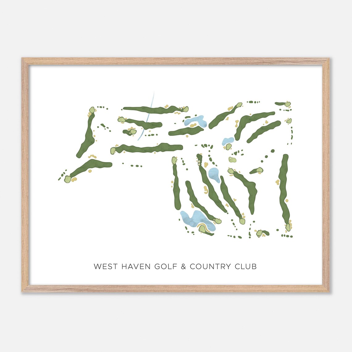West Haven Golf and Country Club Modern Watercolor Map Poster