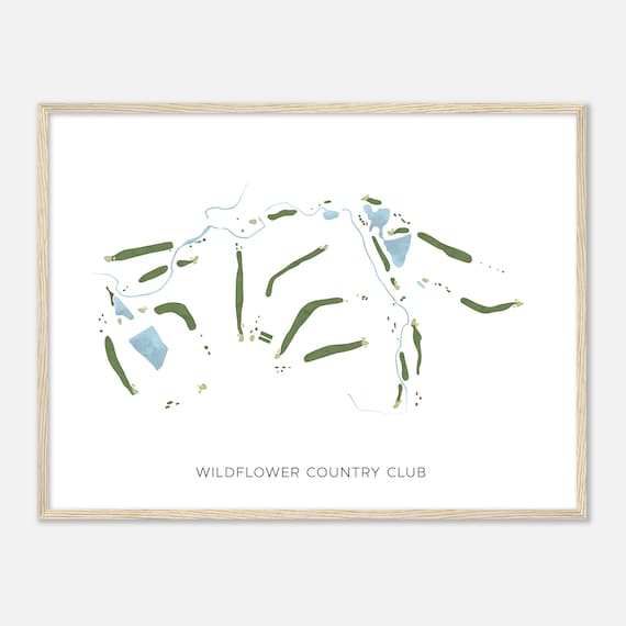 Wildflower Country Club Texas Modern Watercolor Golf Map Poster