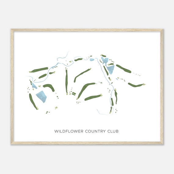 Wildflower Country Club Texas Modern Watercolor Map Golfer Gift Golf Wall Art Golf Poster Print Course Layout