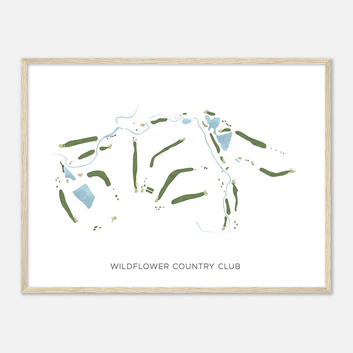 Wildflower Country Club Texas Modern Watercolor Golf Map Poster