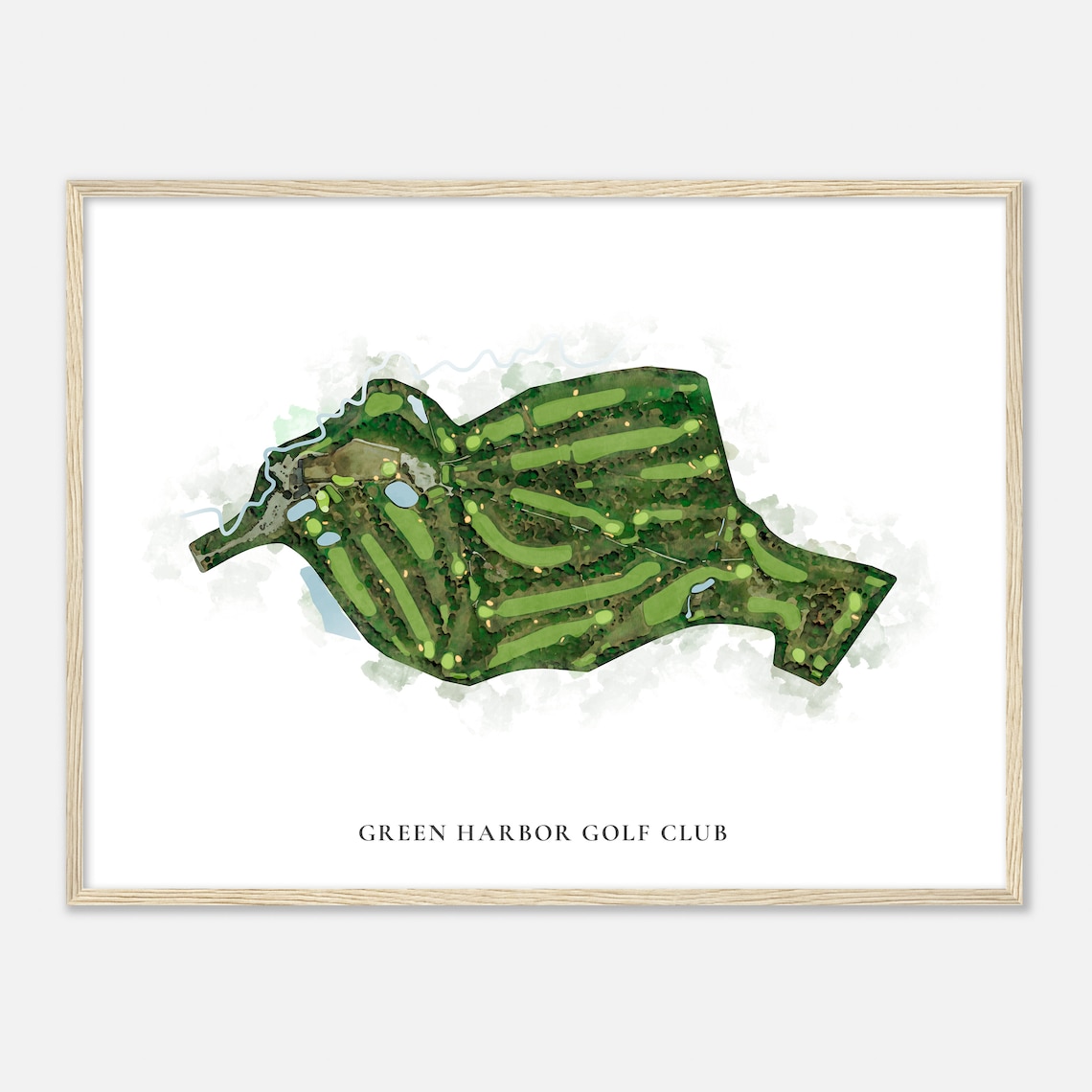 Green Harbor Golf Club Massachusetts Classic Watercolor Map Poster