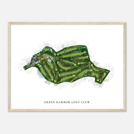 Green Harbor Golf Club Massachusetts Classic Watercolor Map Golfer Gift Golf Wall Art Golf Poster Print Course Layout