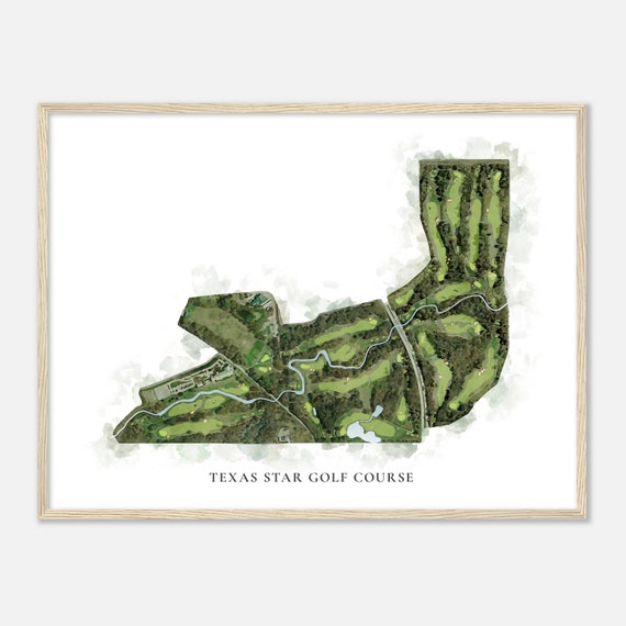 Texas Star Golf Course Texas Classic Watercolor Map Golfer Gift Golf Wall Art Golf Poster Print Course Layout