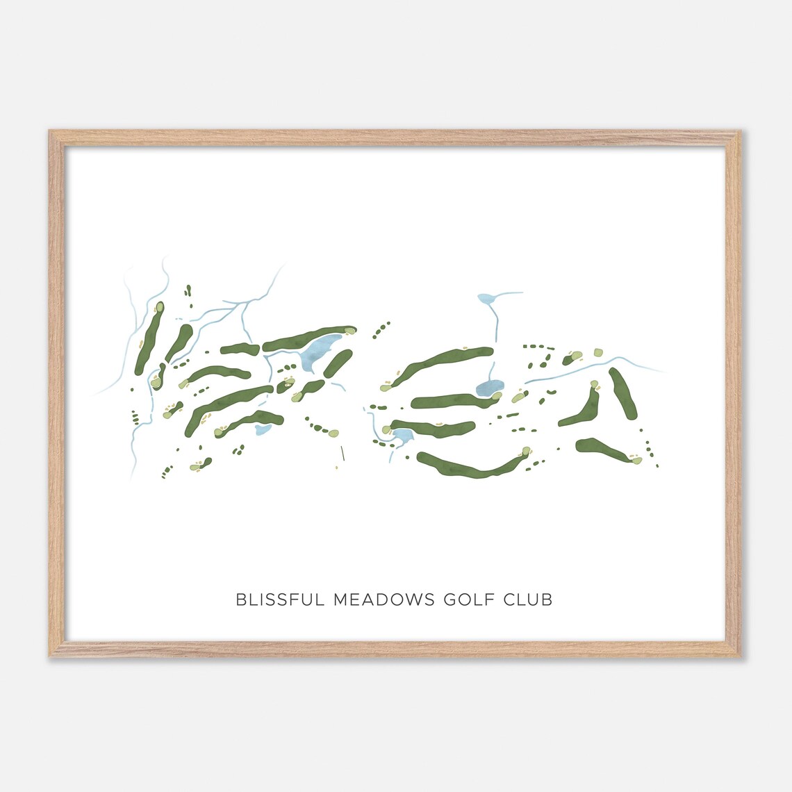 Blissful Meadows Golf Club Massachusetts Modern Watercolor Map Poster