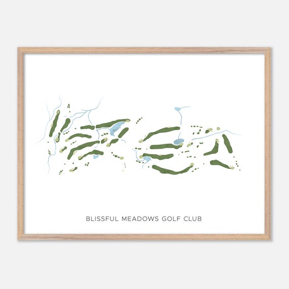 Blissful Meadows Golf Club In Uxbridge Massachusetts Modern Watercolor Map Golfer Gift Golf Wall Art Golf Poster Print Course Layout