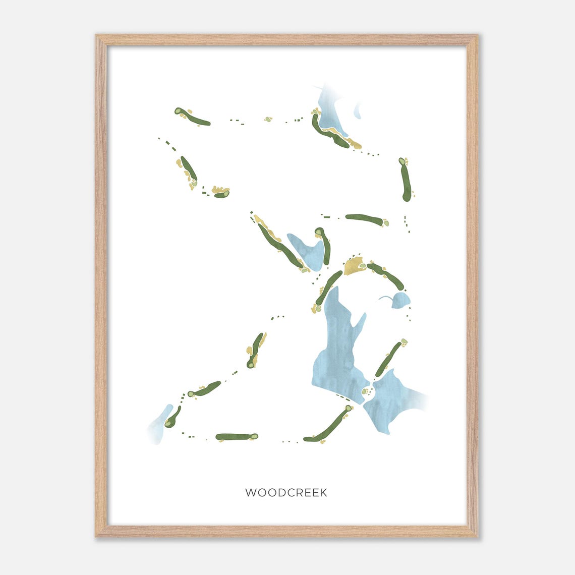 Woodcreek Watercolor Fairway Map Lakeside Layout Gift Poster - Image 6