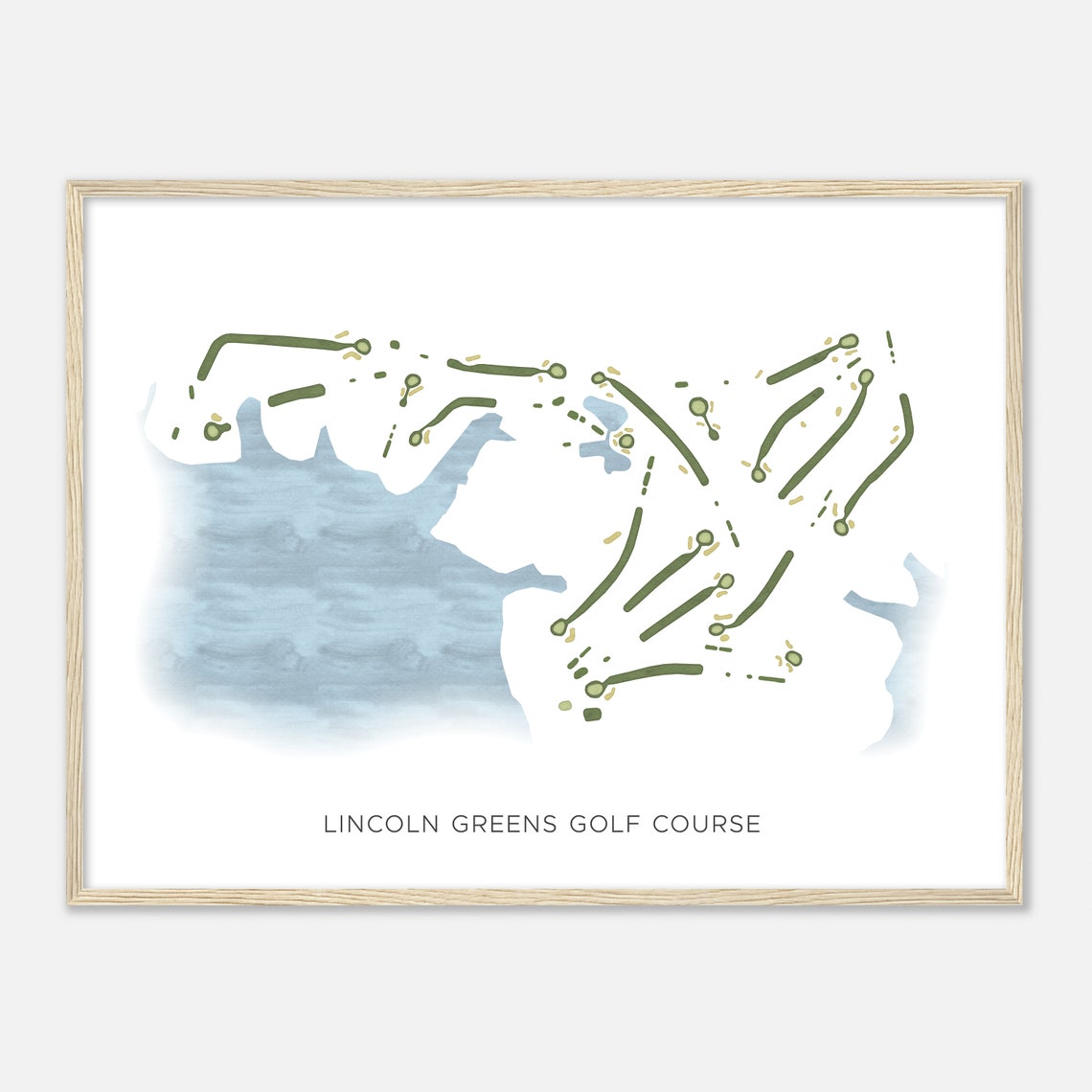 Lincoln Greens Golf Course Illinois Modern Watercolor Map Poster - Image 2
