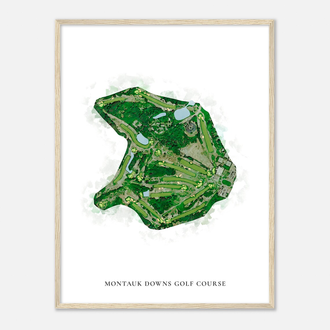 Montauk Downs Golf Course New York Classic Watercolor Map Golfer Gift Golf Wall Art Golf Poster Print Course Layout