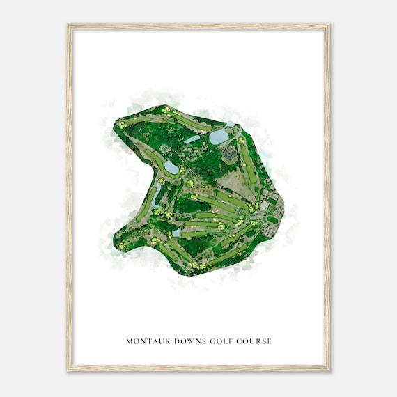 Montauk Downs Golf Course New York Classic Watercolor Map Golfer Gift Golf Wall Art Golf Poster Print Course Layout