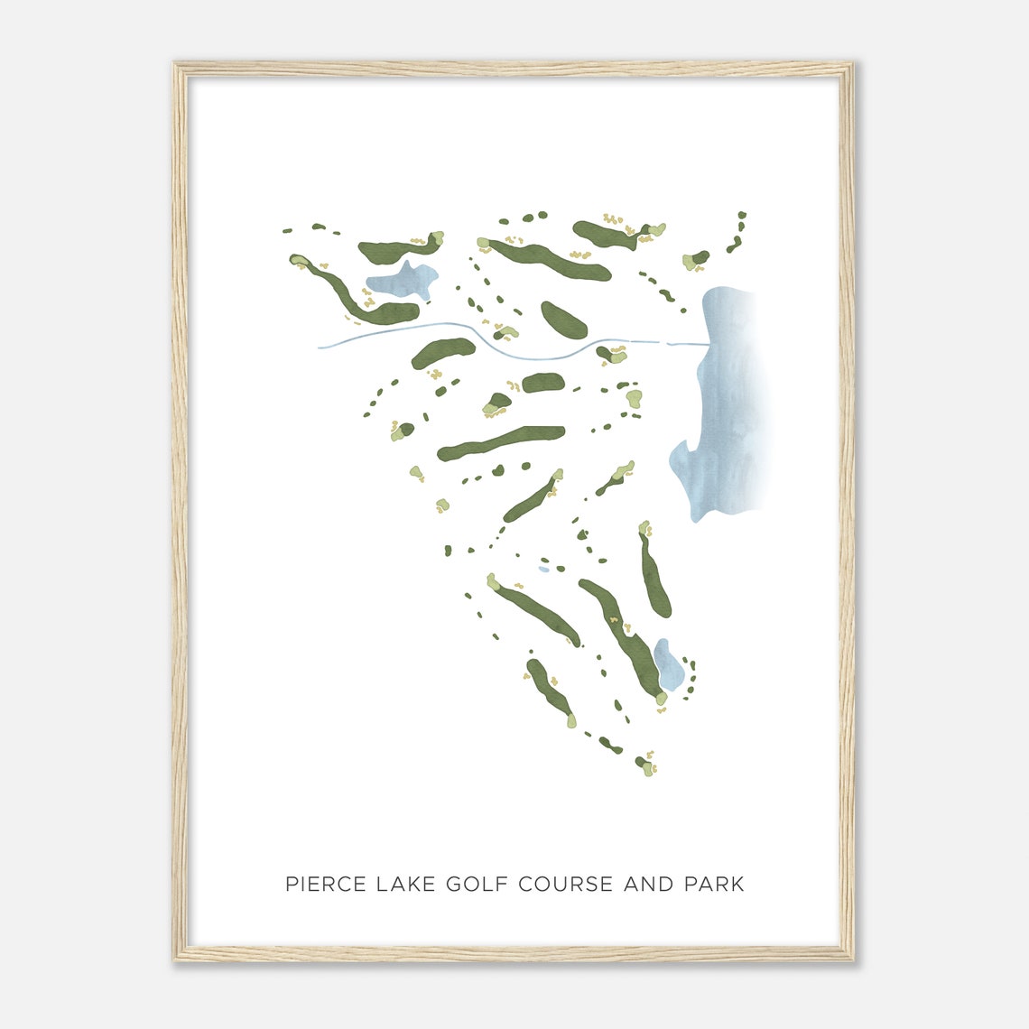 Pierce Lake Golf Course Park Watercolor Course Map Golfer Poster