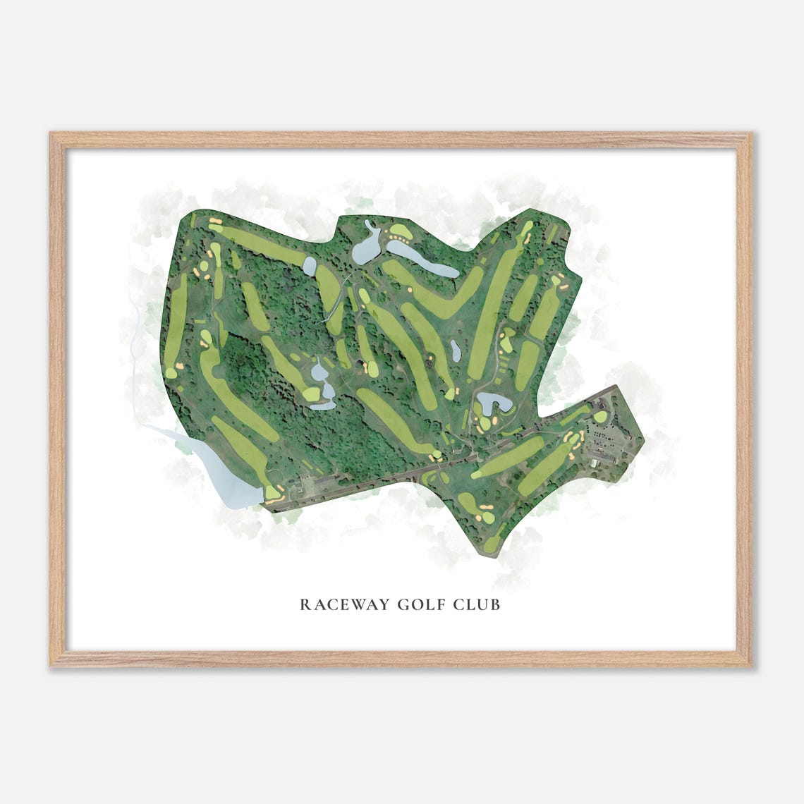Raceway Golf Club Classic Watercolor Golf Course Map Art Print