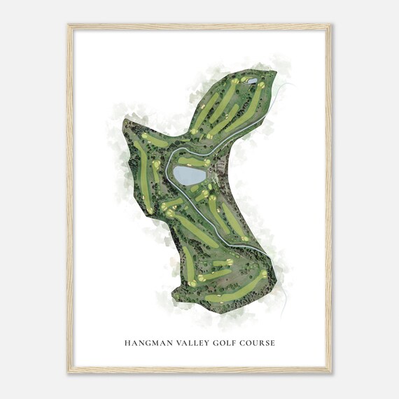 Hangman Valley Golf Course Washington Classic Watercolor Map Golfer Gift Golf Wall Art Golf Poster Print Course Layout