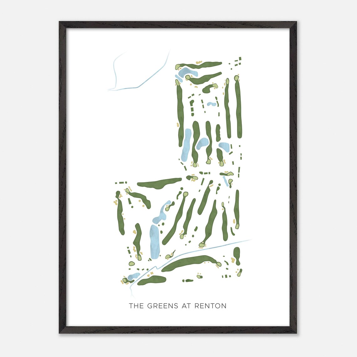 The Greens At Renton Modern Minimalist Watercolor Golf Map Poster - Image 2