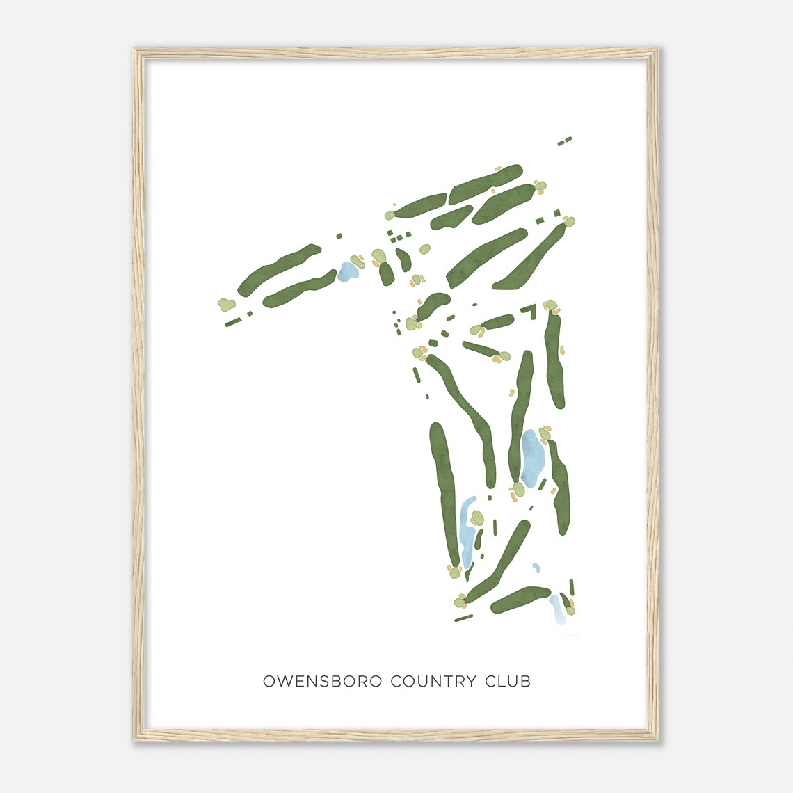 Owensboro Country Club Kentucky Modern Watercolor Map Golf Poster