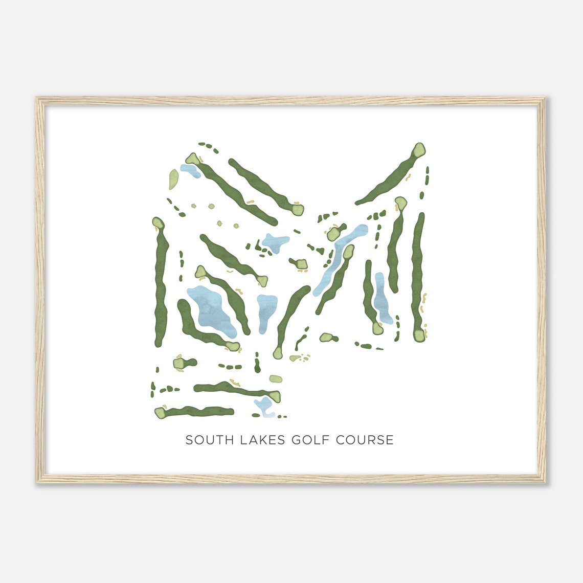 South Lakes Golf Course Modern Watercolor Golf Course Map Poster - Image 2