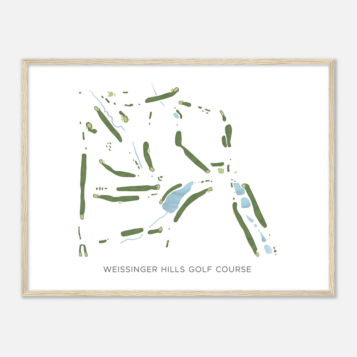 Weissinger Hills Golf Course Modern Watercolor Golf Map Poster - Image 2