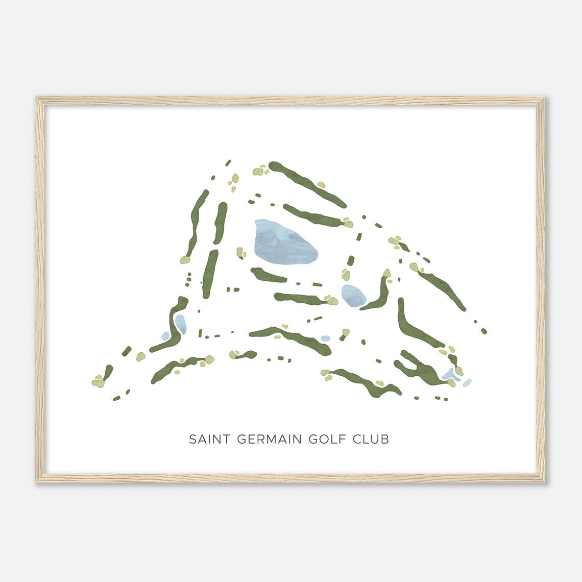 Saint Germain Golf Club Modern Minimalist Watercolor Golf Map Poster