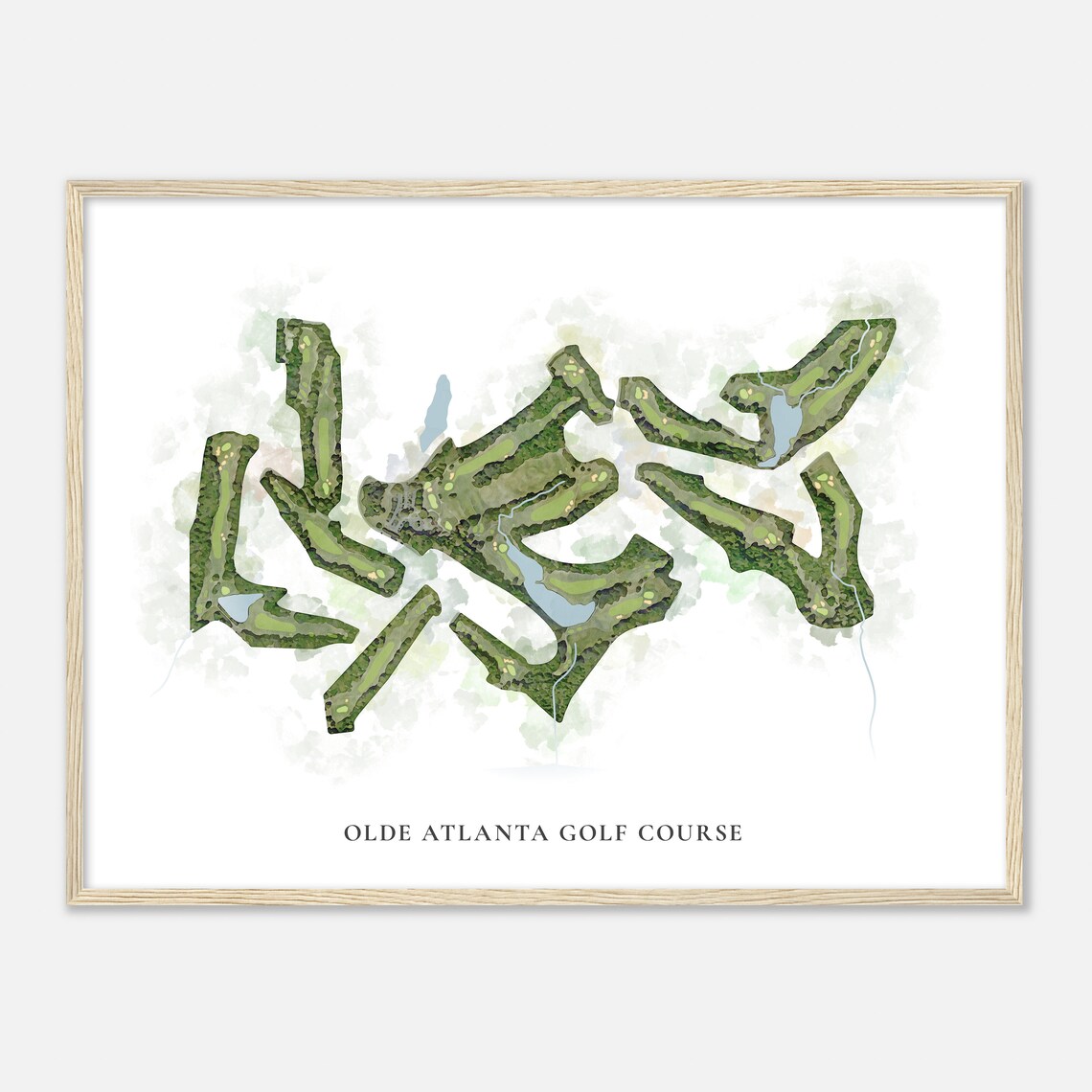 Olde Atlanta Golf Course Georgia Classic Watercolor Map Poster