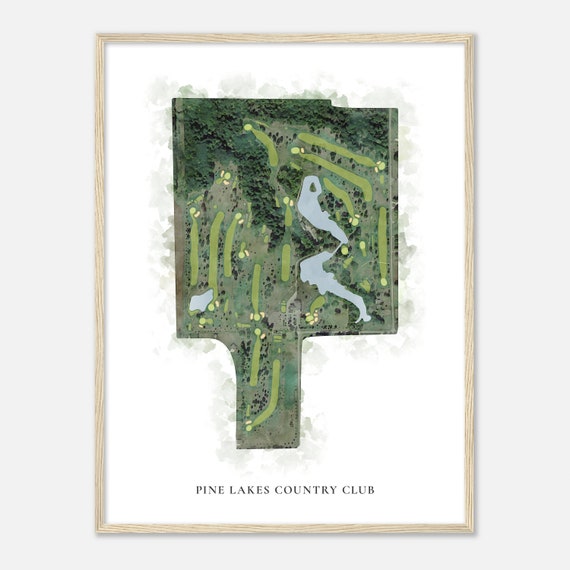 Pine Lakes Country Club Illinois Classic Watercolor Map Golfer Gift Golf Wall Art Golf Poster Print Course Layout