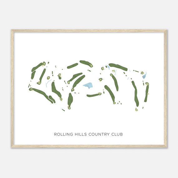 Rolling Hills Country Club Kentucky Modern Watercolor Map Golfer Gift Golf Wall Art Golf Poster Print Course Layout