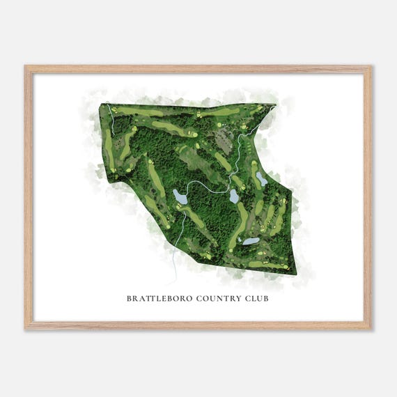 Brattleboro Country Club In Brattleboro Vermont Classic Watercolor Map Golfer Gift Golf Wall Art Golf Poster Print Course Layout