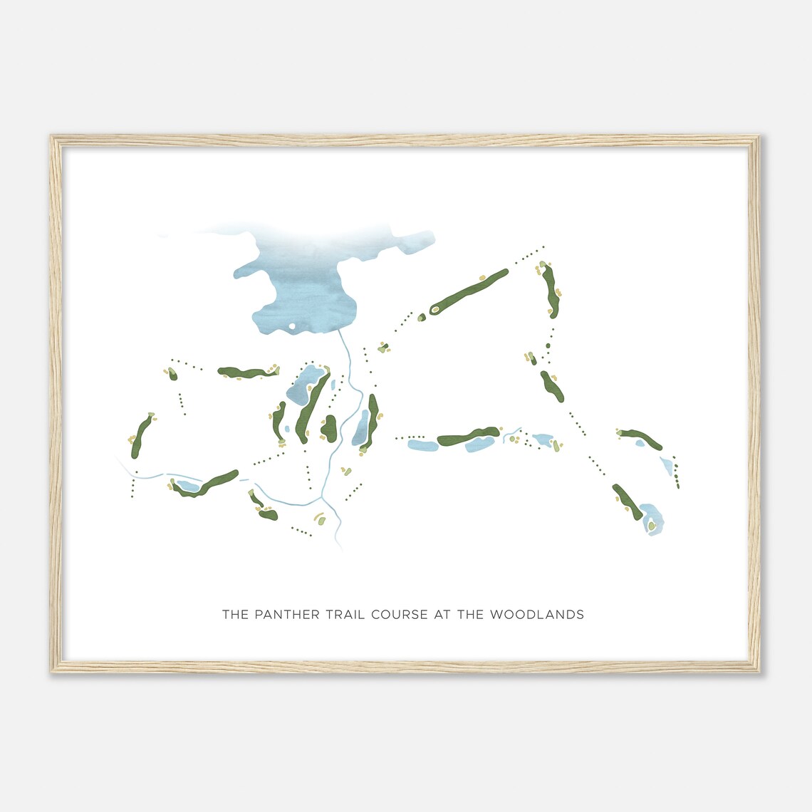 The Panther Trail Course At The Woodlands Texas Modern Watercolor Map Poster - Image 2