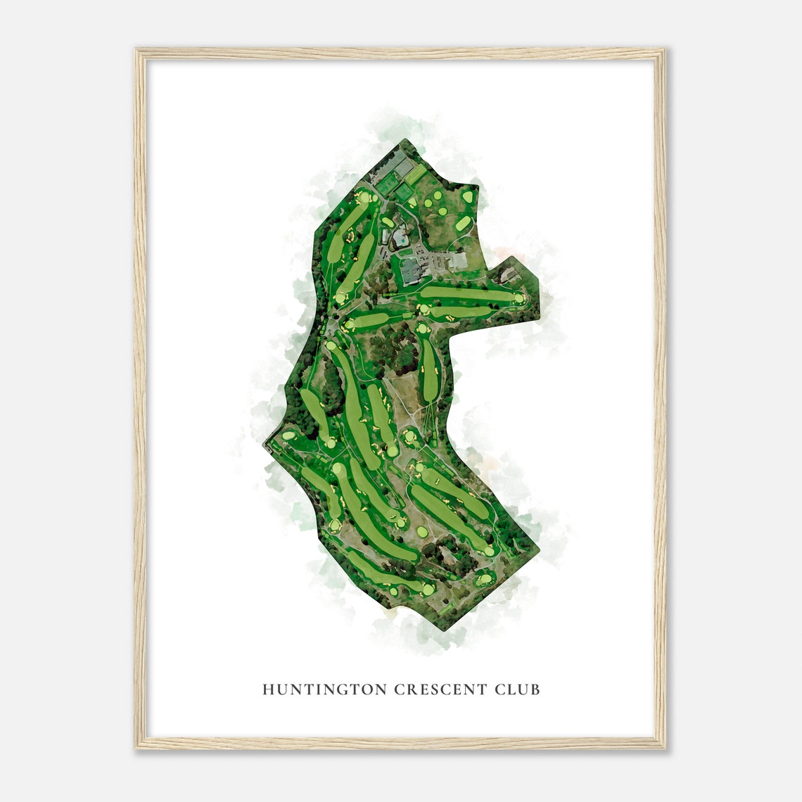 Huntington Crescent Club Classic Watercolor Golf Course Map Poster