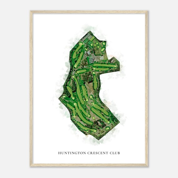 Huntington Crescent Club New York Classic Watercolor Map Golfer Gift Golf Wall Art Golf Poster Print Course Layout