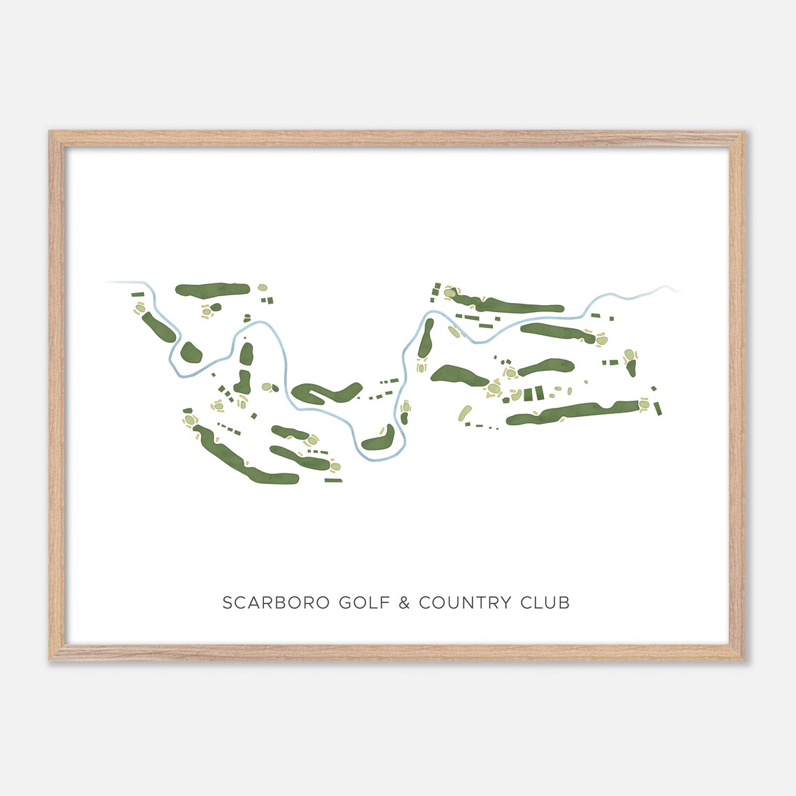 Scarboro Golf Country Club Modern Watercolor Course Map Poster