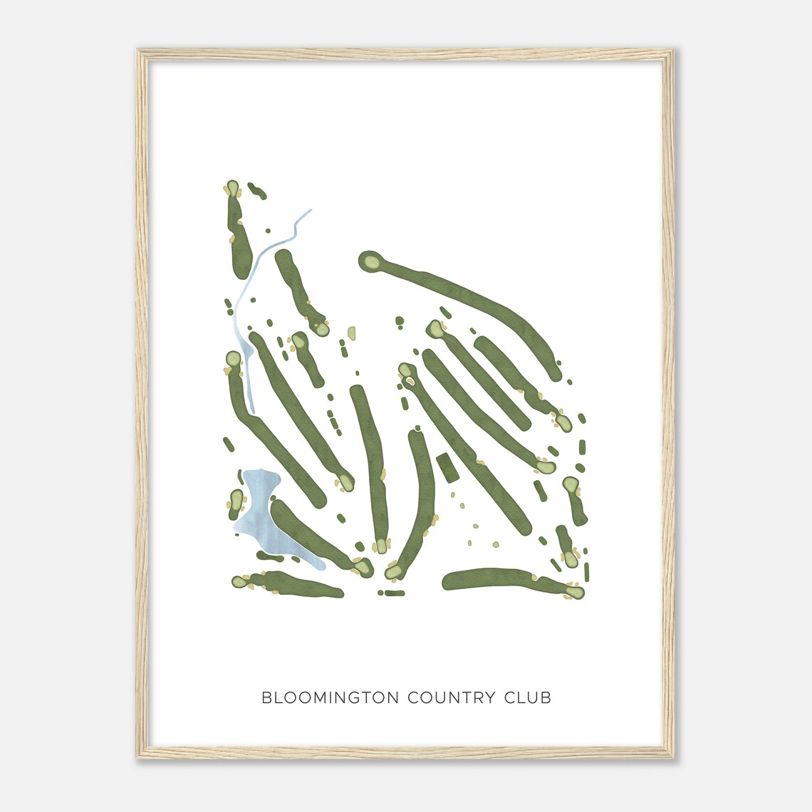Bloomington Country Club Modern Watercolor Course Map Poster