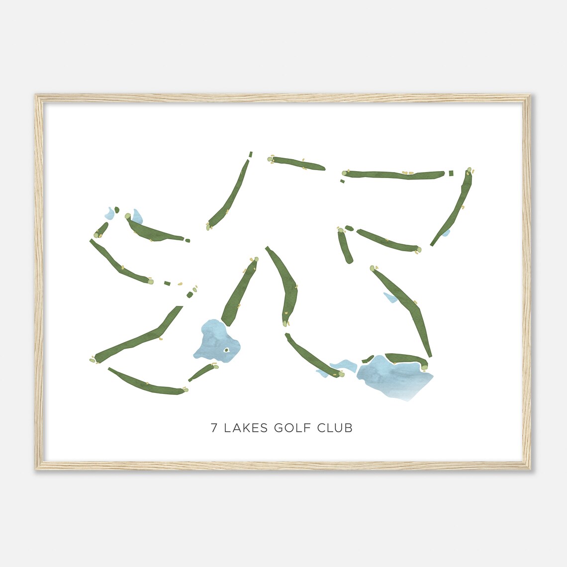 7 Lakes Golf Club North Carolina Modern Watercolor Map Poster - Image 2