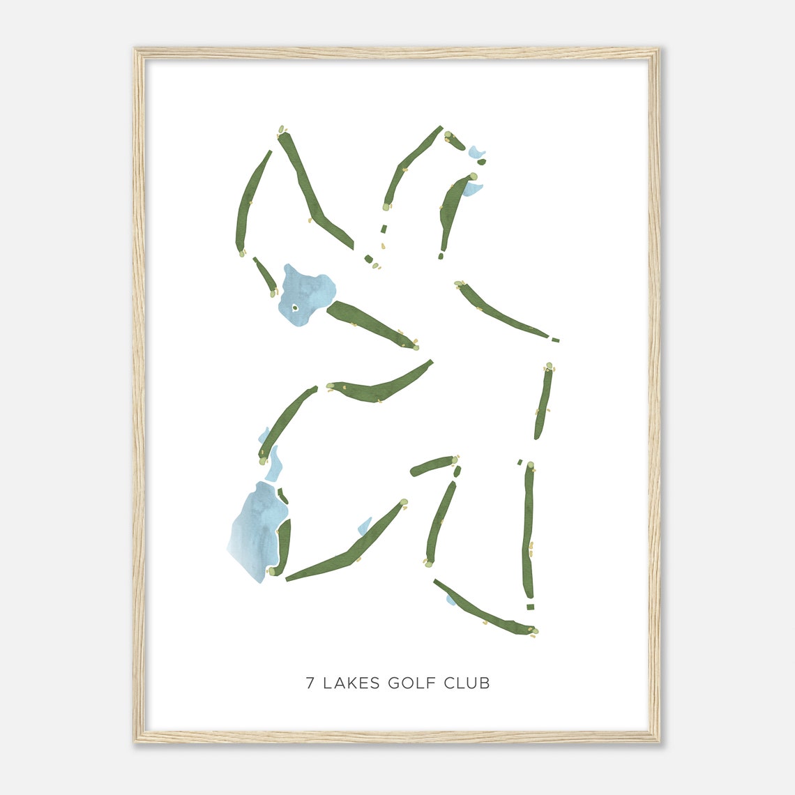 7 Lakes Golf Club North Carolina Modern Watercolor Map Poster