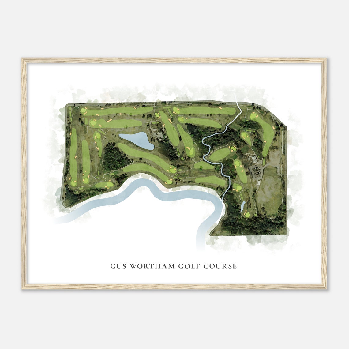 Gus Wortham Golf Course Texas Classic Watercolor Course Map Poster - Image 2